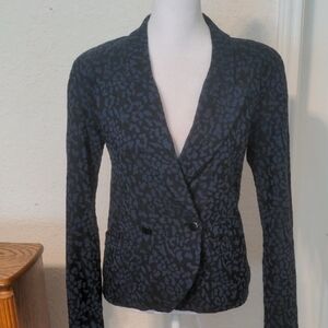 Nicole Miller Black and Blue Patterned Blazer. Size SP
